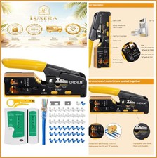 RJ45 Crimp Tool Pass Through Ethernet Kit Cat7 Cat6 Cat5 6P Tester Stripper picture