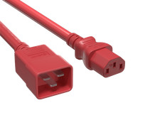 7ft IEC320 C20 to C13 Power Cord, 14AWG, 15A/250V, SJT, Red picture
