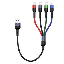 USAMS 2Pack Multi Charging Cable Nylon Braided Short 1FT 4 1ft, Multicolored  picture