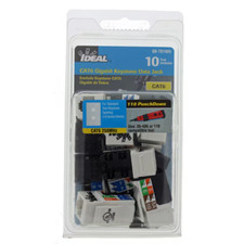 IDEAL (10-PACK) Cat6 Gigabit Keystone Data Jack Connectors (89-761WH) - NEW picture