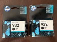 TWO Genuine HP 932 Black Ink Cartridges Factory Sealed Original OEM Aug 2016 picture