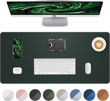 Green PU Leather Desk Pad Protector Waterproof Non Slip Office Mouse Mat 31.5x15 picture