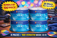 4 x Verbatim Music CD-R 40X 700MB Audio Media Disc 96155 Sealed 25 Ea. 100 Total picture