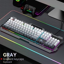 Wired Gaming Keyboard, Rainbow LED Backlit Keyboard with Phone Stand Metal Panel picture