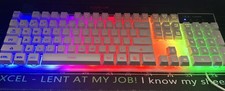 MageGee Gaming Keyboard/Mouse Rainbow Backlit LED Wired USB Model K1- White picture