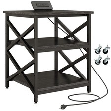 Large Printer Stand with Power Outlet, with Height Adjustable Storage Shelf, ... picture
