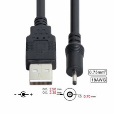 USB 2.0 Type A 0.75mm*2 Male to DC 2.50mm 2.35mm 0.7mm Power Plug 5V Cable 18AWG picture