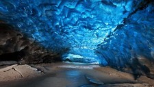 Landscape ice glacier nature cave cyan blue iceland Custom Gaming Mat Desk picture