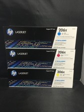 Authentic HP 206X Color Toner Cartridges CYAN/MAGENTA/YELLOW  3 PACK Brand New picture