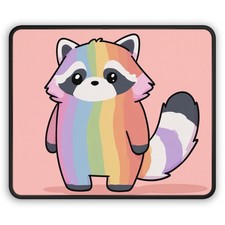 Rainbow Raccoon Gaming Mouse Pad | Cute Kawaii Desk Mat picture