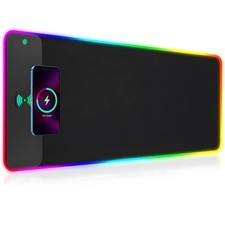 15W Wireless Charging RGB Gaming Mouse Pad, XXL Large Desk Mat (31.5