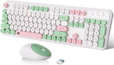 FOPETT Wireless Keyboard and Mouse Combo - 2.4G Full-Sized -White Colorful picture