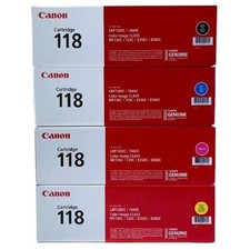 Canon 118 Laser Toner Cartridge Set Black Cyan Magenta Yellow New, Sealed Box picture