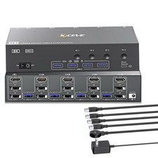 3 Monitor KVM Switch for 4 Computers HDMI DP, 4 USB 3.0 Ports picture
