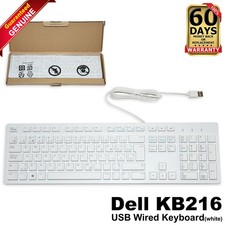 Dell KB216 White QWERTY French-Can Chiclet Multimedia USB Wired Keyboard 1PJRJ picture