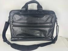 Tumi Black Napa Leather Zippered (5 Zip pockets) Laptop Bag Briefcase 96111D4 picture