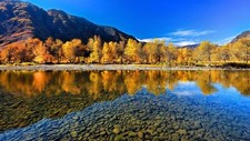 Landscape fall reflection altai mountains nature Custom Gaming Mat Desk picture