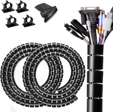 Large PC Cable Management Tube Sleeve Under Desk Wire Organizer for Cords 2 PCS picture