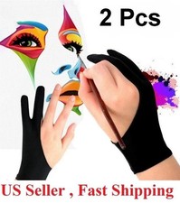  2x Artist Two-Finger Drawing Glove – Anti-Fouling Glove for Graphic Pen Tablets picture