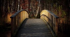 Landscape bridge birch fall wooden Custom Gaming Mat Desk picture