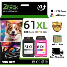 2 Pack 61XL Ink Cartridge replacement for HP OfficeJet 2620 4632 4635 4630  picture