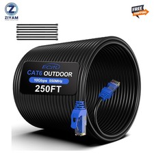 250FT Cat6 Outdoor Ethernet Cable In-Ground Heavy Duty Direct Burial 24AWG CC picture