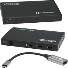Plugable Thunderbolt 4 USB 4 3x USB-C 60W PD Charging TBT4-HUB3C Hub - Black picture