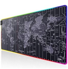 RGB Gaming Mouse Pad XXL 31.5x15.7 Inch World Map Design 12 Lighting Modes picture