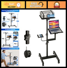 Adjustable Height Projector Stand & Laptop Cart on Wheels, 2-Shelf Tripod, Venti picture