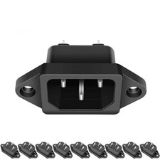 10 Piece Black Power Cord Socket Ac 250V 10A Tabletop Mounting Size 2.6X1.8cm picture