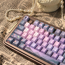 Midsummer Night Cherry MOA Profile PBT Keycaps Purple Butterfly Flower 120 Key picture