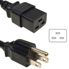 6ft Heavy-Duty AC Cord, 15A, 14AWG IEC-C19 to NEMA 5-15P Mains Cable Power picture