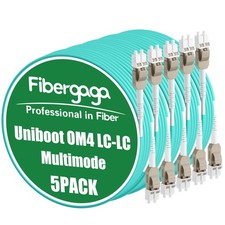 5 PCS Uniboot OM4 LC to LC Fiber Patch Cable MultiMode Duplex 50/125m 2m picture