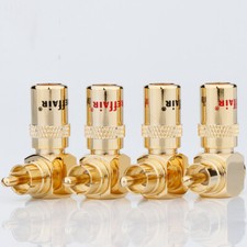 4PCS HiFi Brass RCA Plug Audio Gold Plated Right Angle Connector for Cable Wires picture