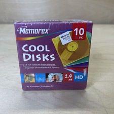 Memorex Cool Disks 10 pack, PC Formatted 3.5 Floppy Diskettes. 1.4mb New Sealed picture