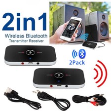 2Pack Bluetooth Transmitter Receiver For TV Home Car Stereo Audio Adapter New picture