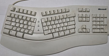 Microsoft Natural Keyboard Ergonomic Vintage PS/2 Wired White Wrist Rest QWERTY. picture