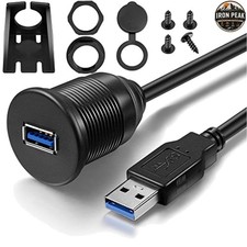 USB 3.0 AUX Dash Mount Extension Cable 3 Feet Type A 2 AMP Waterproof Cover picture