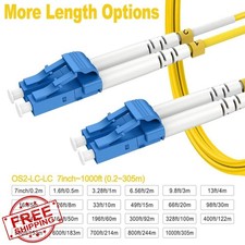 OS2 300ft LC to LC Single Mode Fiber Patch Cable Duplex LSZH 2pk picture