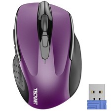 TECKNET Wireless Mouse, 2.4G Ergonomic Optical Computer medium, Purple picture