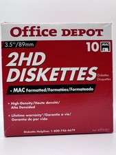Office Depot 3.5” 2HD Floppy Disks 1.44MB Mac Formatted 10 Pack NOS Vintage picture