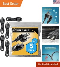 Approved 6ft Universal Power Cord 5 Pack - IEC C13 to NEMA 5-15P Computer Mon... picture