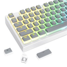 117Key Grey Pudding Keycaps OEM Profile PBT Translucent Backlight Gaming picture