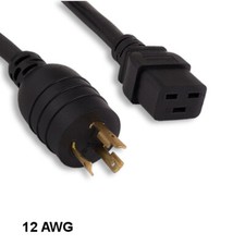 [Lot10] 15Ft Black High Voltage Power Cord NEMA L6-20P/IEC60320 C19 12AWG 20A/25 picture