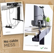 2 Pack Under Desk Cable Management Tray No Screw Self Adhesive Black picture