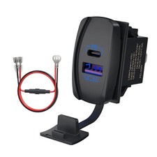USB Rocker Switch 12V Waterproof USB C & QC 3.0 Dual Ports Outlet PD Charger ... picture