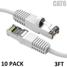 10 Pack 3'ft CAT6 Shielded Ethernet Network Patch Cable sstp Booted Lan cord picture