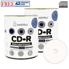 200 Pack Smartbuy CD-R 52X 700MB 80Min White Inkjet Printable Blank Record Disc picture