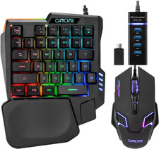 Half Hand Gaming Keyboard and Mouse Combo 35 Keys PUBG Wired Half Mini RGB Keybo picture