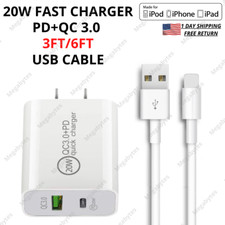 20W Fast Charger Block QC Power Adapter USB Cable For iPhone 13 12 11 XR iPad SE picture